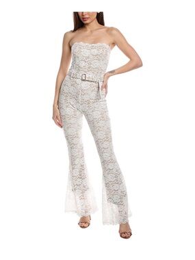 NEW Generation Love Strapless White Lace Belted Jumpsuit